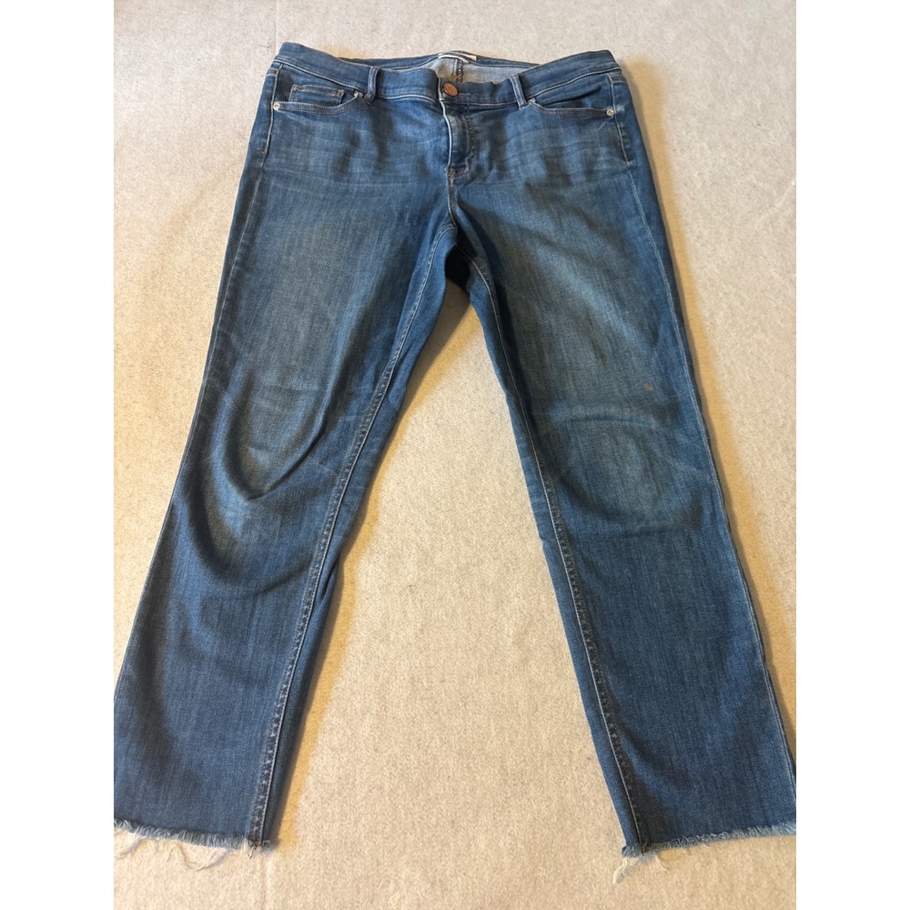 Lou & Grey The Skinny‎ Jeans Womens 36 Blue Excellent Raw Hem Mid Rise Denim